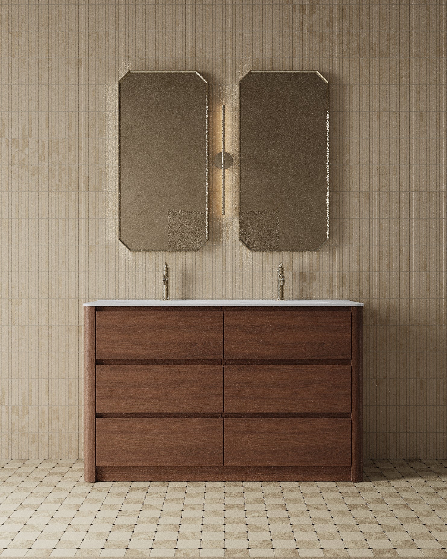 Meuble-lavabo de salle de bain de style shaker transitionnel de 60 po avec comptoir en quartz