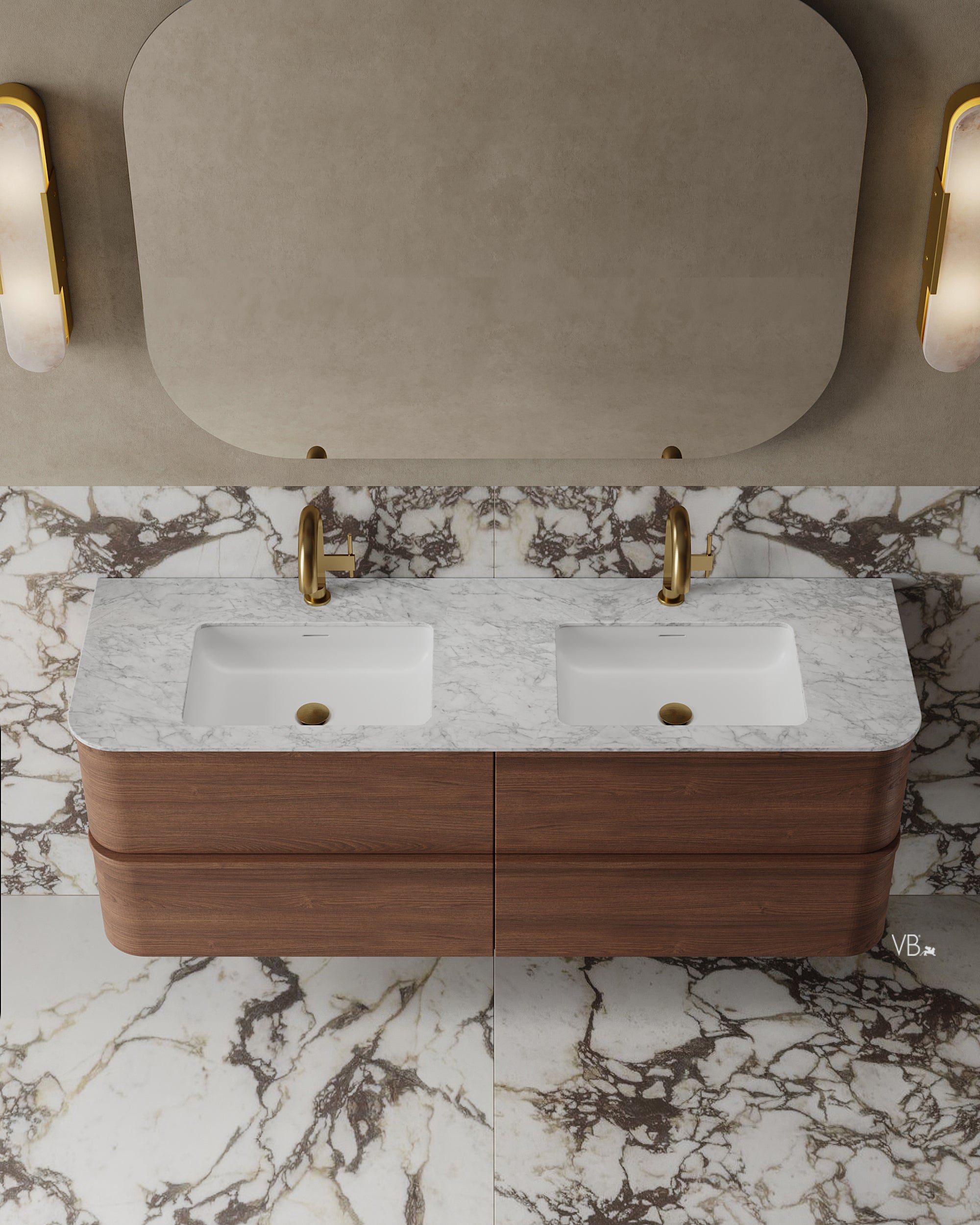 #color_dark walnut veneer Carrara Marble