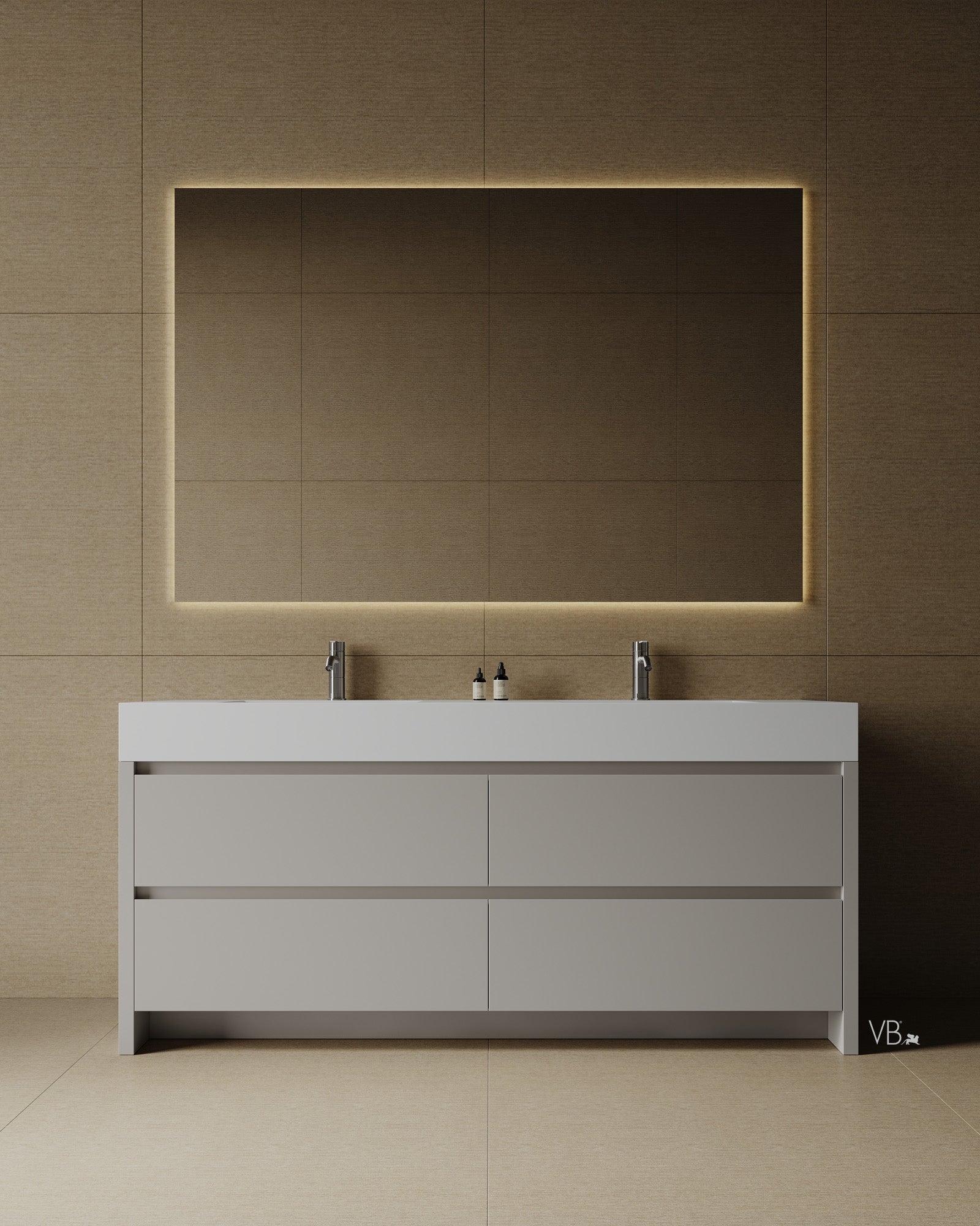 72" Freestanding Modern Melamine Vanity With Solid Surface Basin