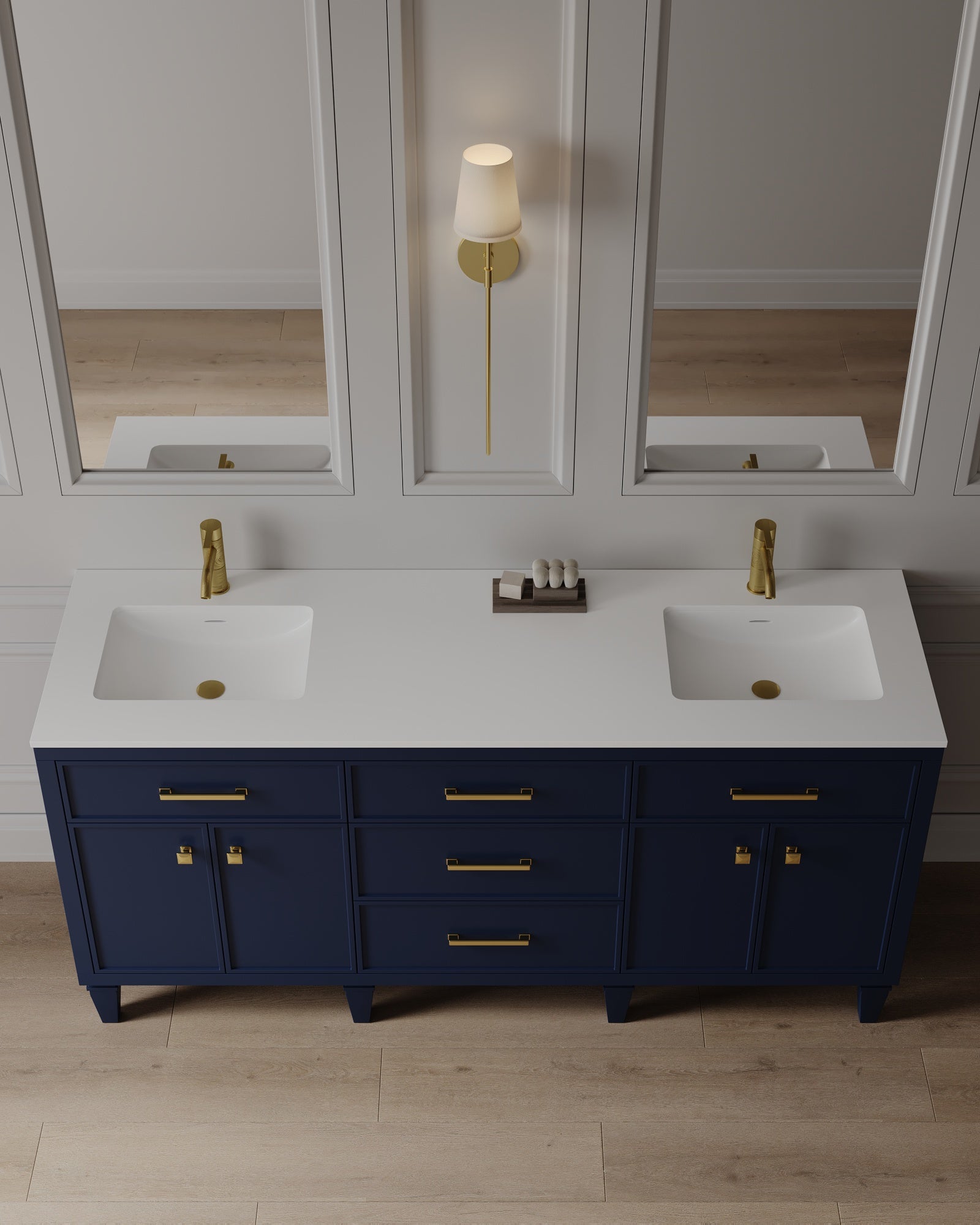 72" Freestanding Transitional Vanity with Quartz Countertop