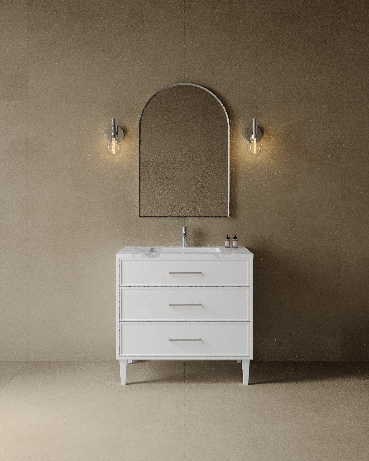 36" Freestanding Shaker Vanity with Porcelain Countertop