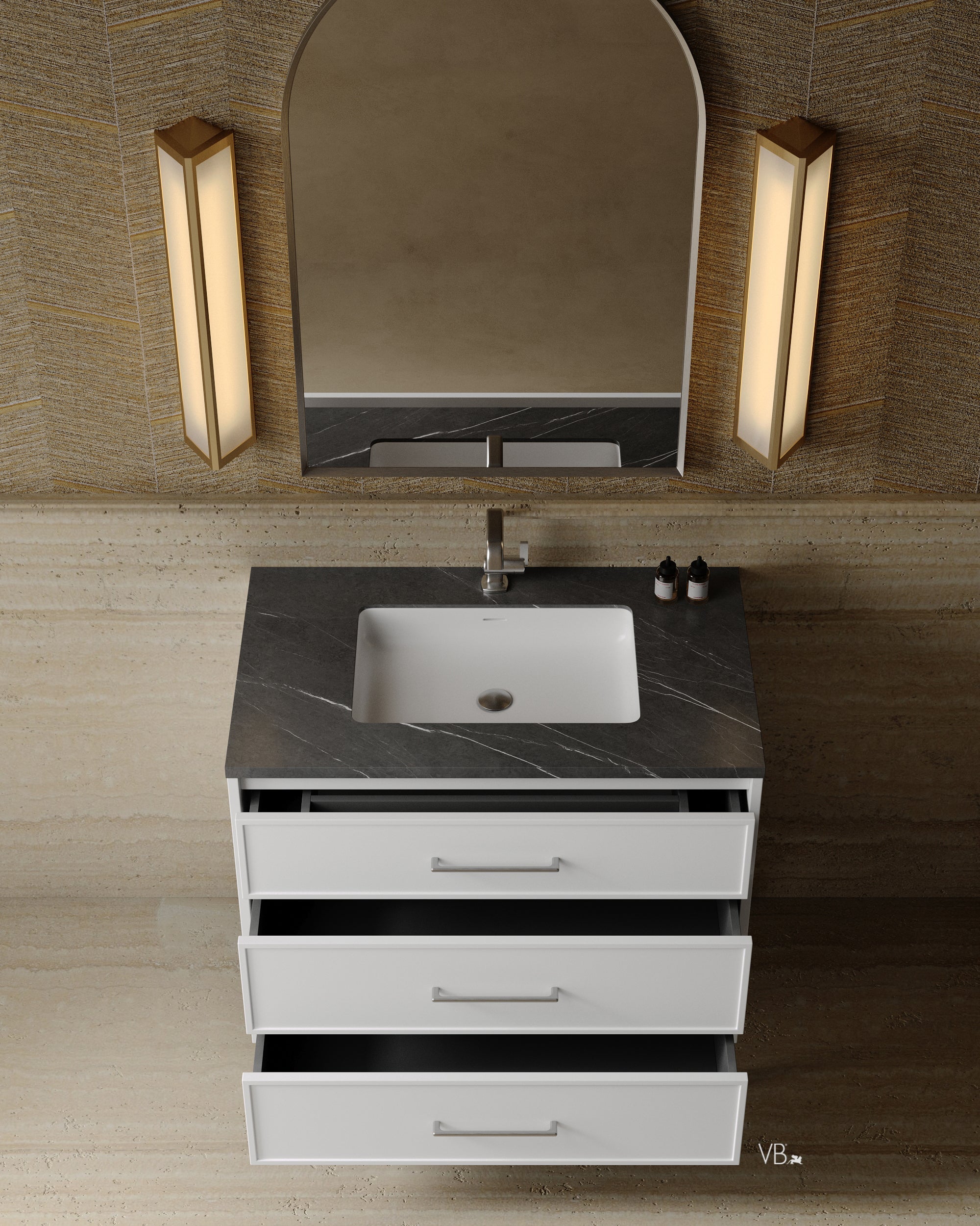 36" Freestanding Shaker Vanity with Porcelain Countertop
