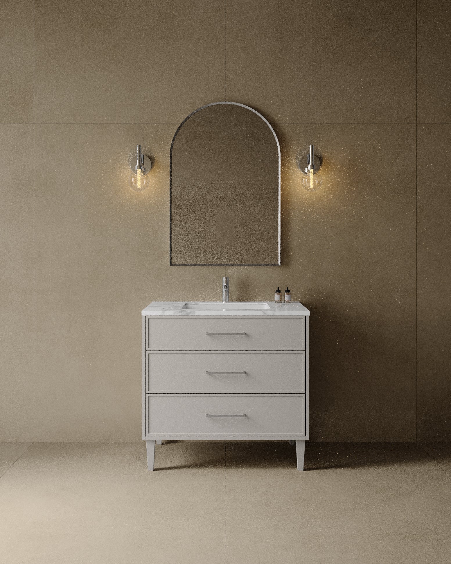 36" Freestanding Shaker Vanity with Porcelain Countertop