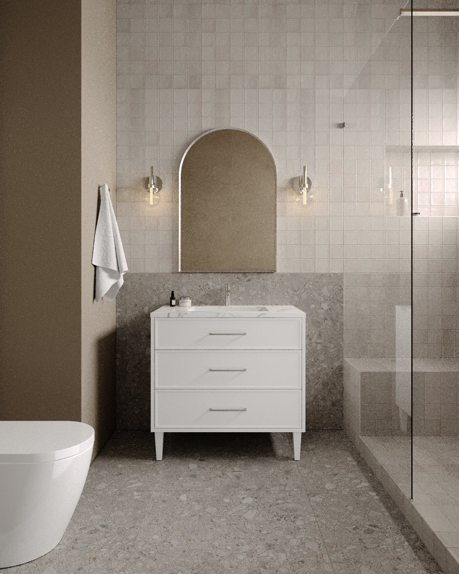 36" Freestanding Shaker Vanity with Porcelain Countertop