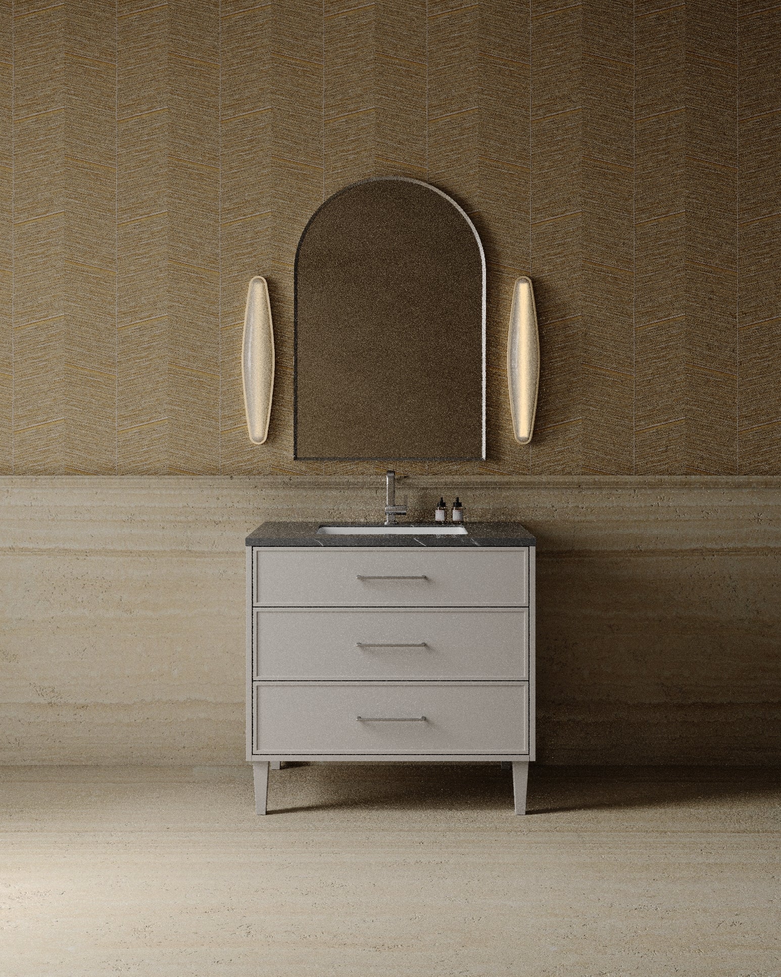 36" Freestanding Shaker Vanity with Porcelain Countertop
