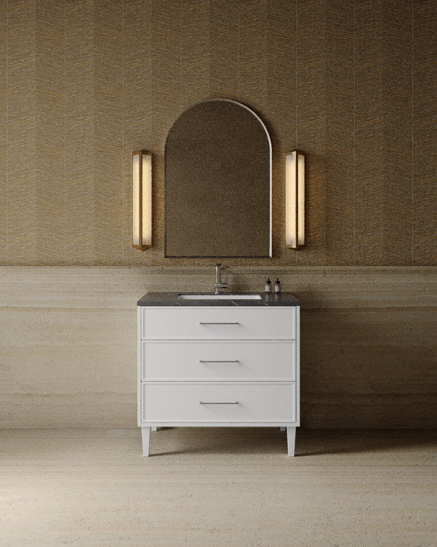 36" Freestanding Shaker Vanity with Porcelain Countertop