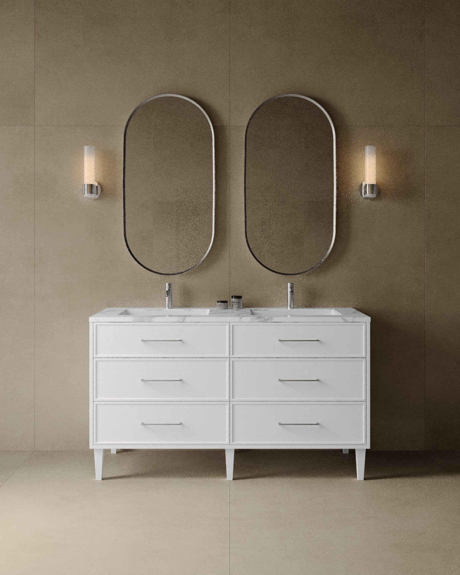 60" Freestanding Shaker Vanity with Porcelain Countertop