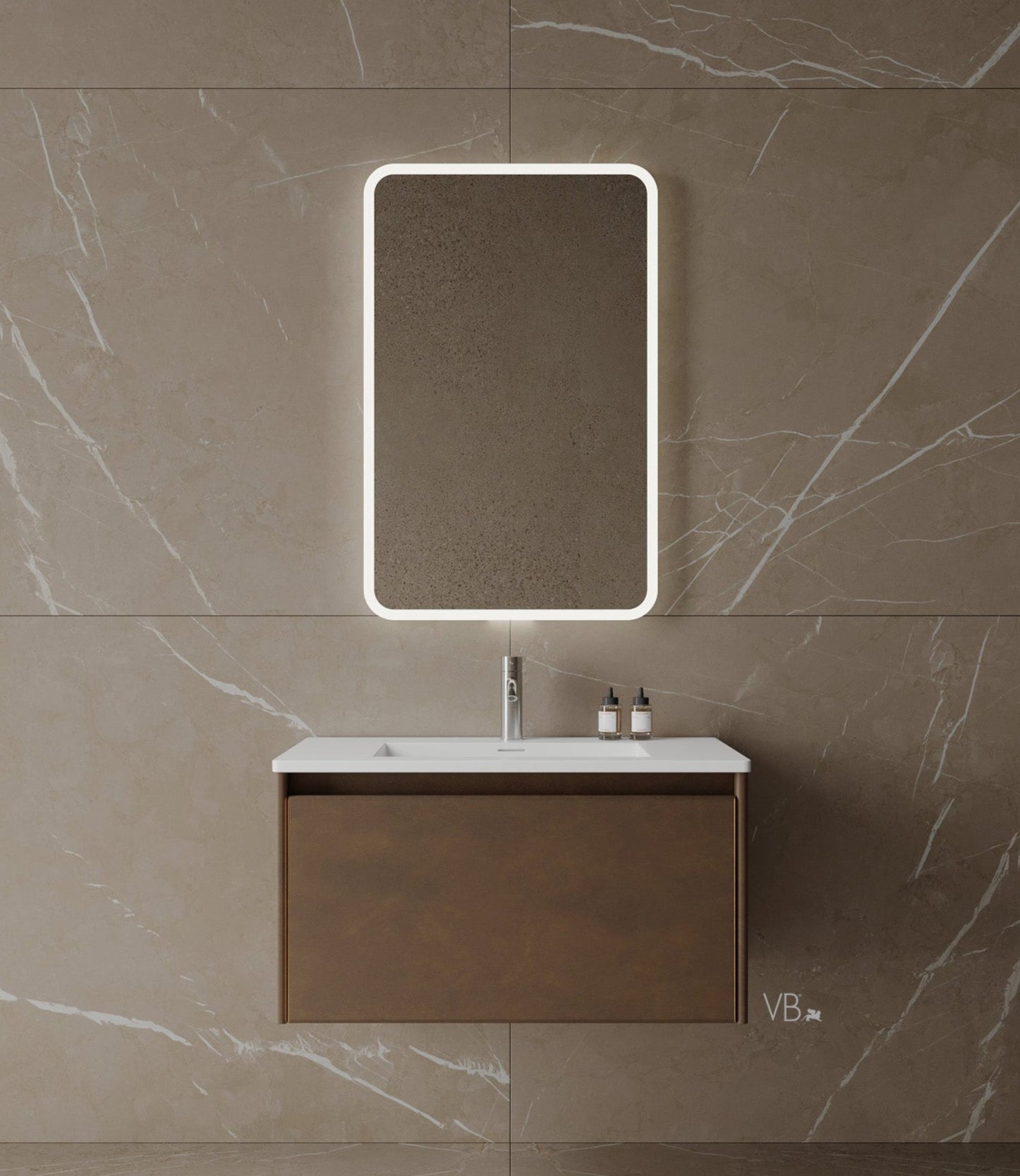 30" Wall Mounted Melamine Vanity With I-Stone Countertop