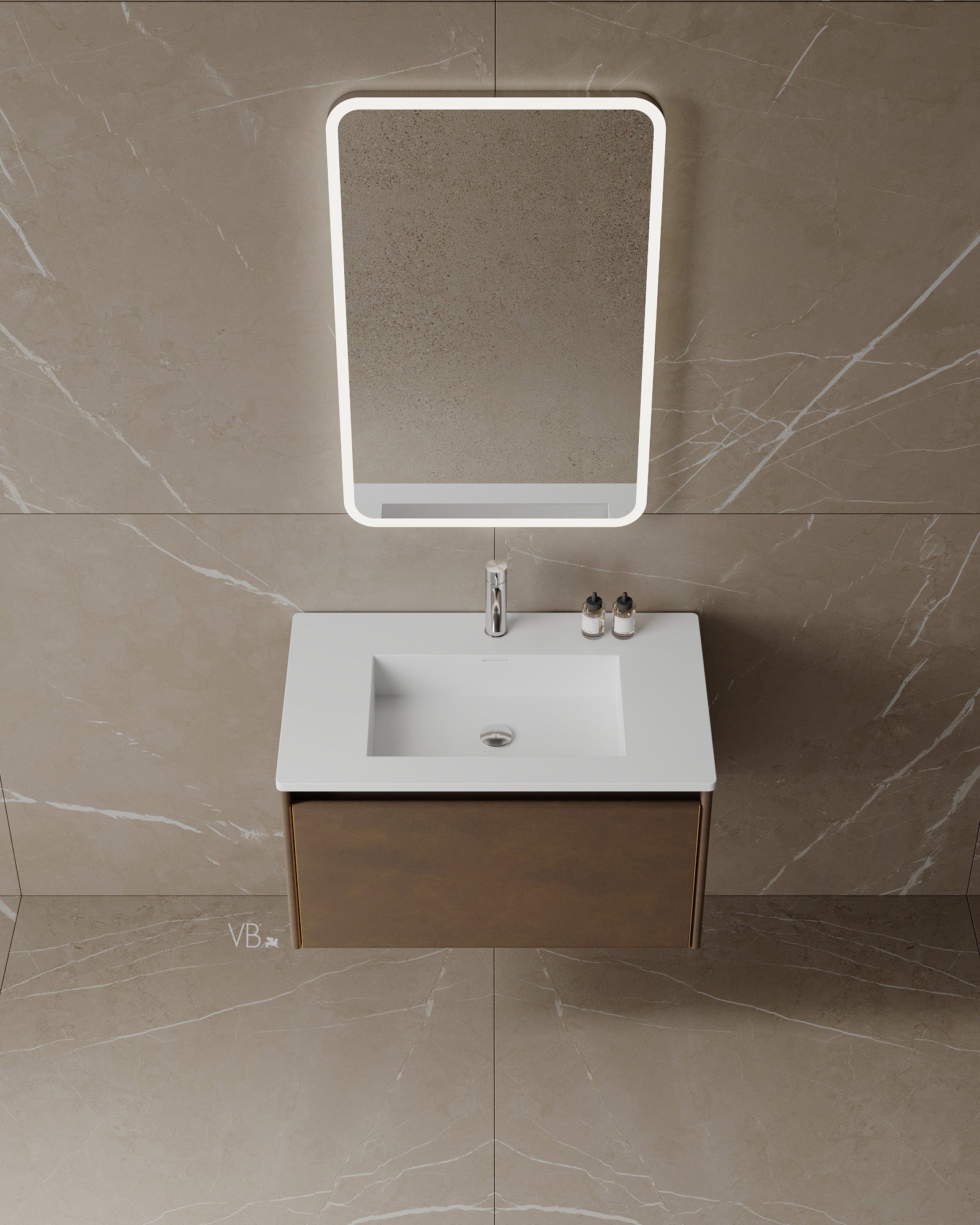 30" Wall Mounted Melamine Vanity With I-Stone Countertop