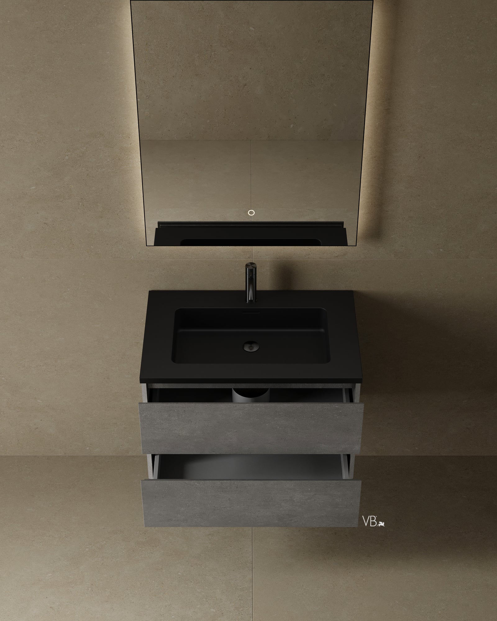 Meuble-lavabo mural de 30 po avec comptoir et lavabo noirs