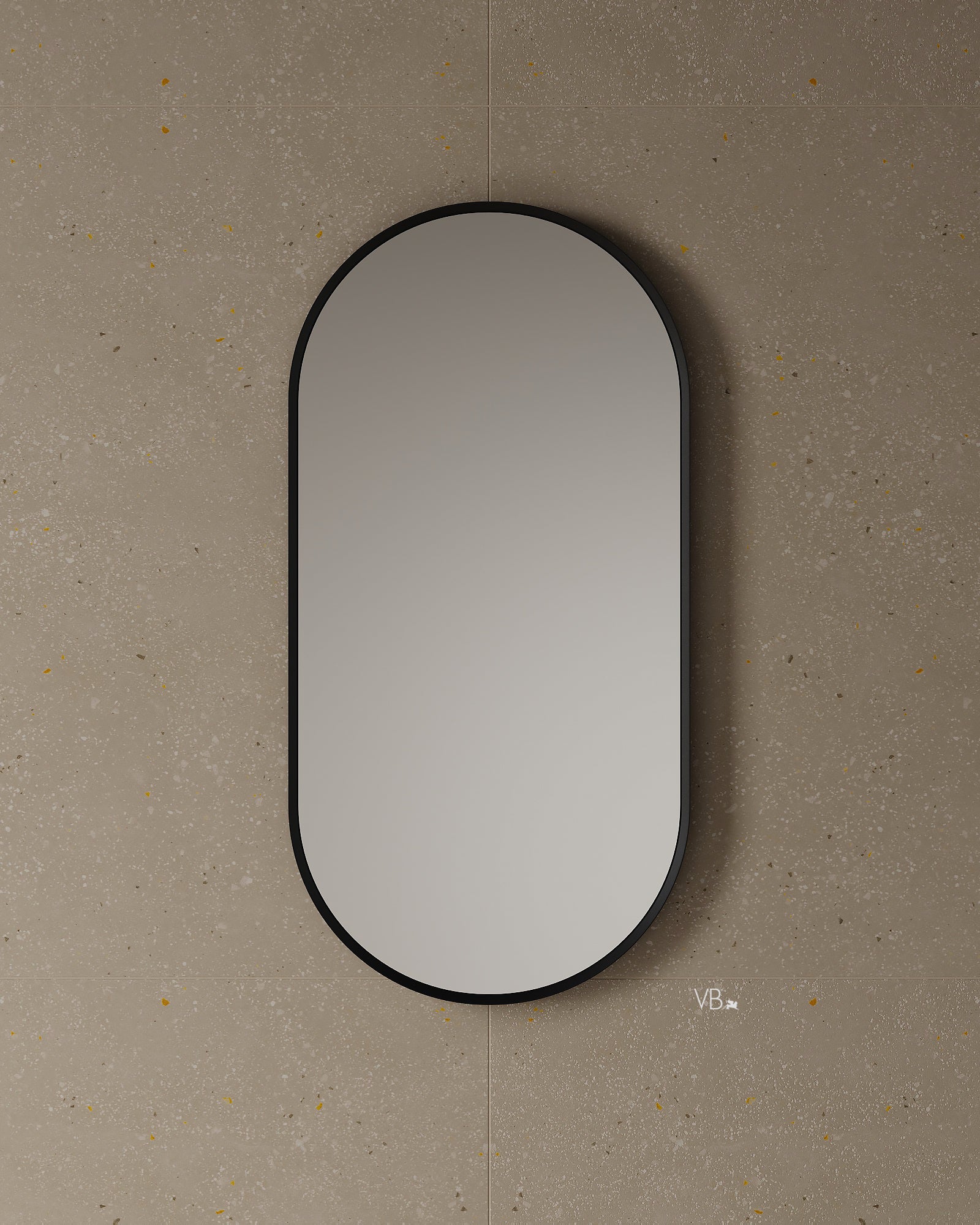 18" Capsule Framed Mirror Matte Black