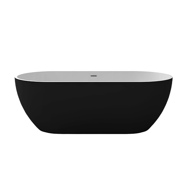 67" Rounded Solid Surface Freestanding Bathtub Matte Black