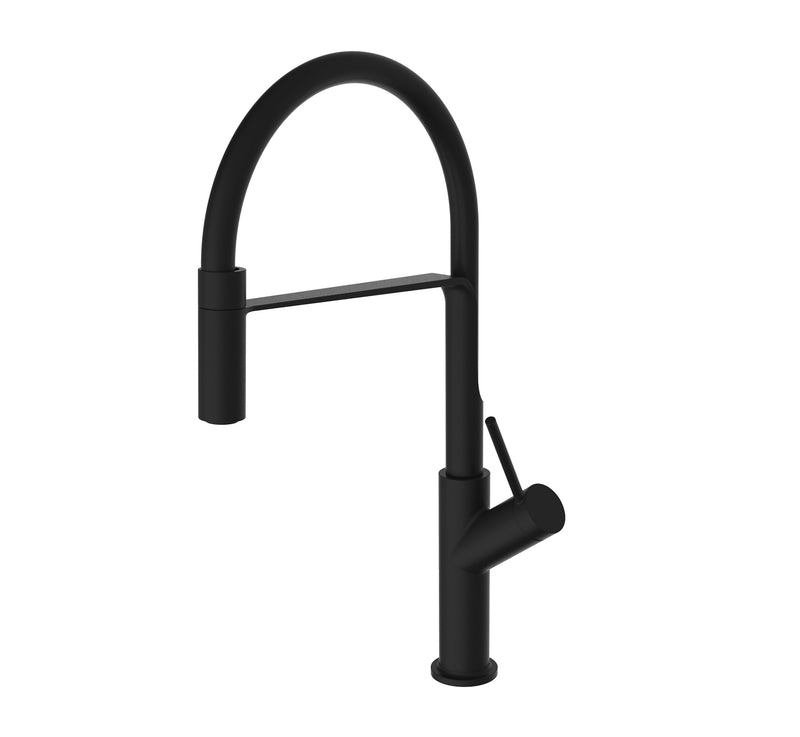 FA 17525BB - Matte Black Kitchen Faucet with Rubber Pull Out Hose