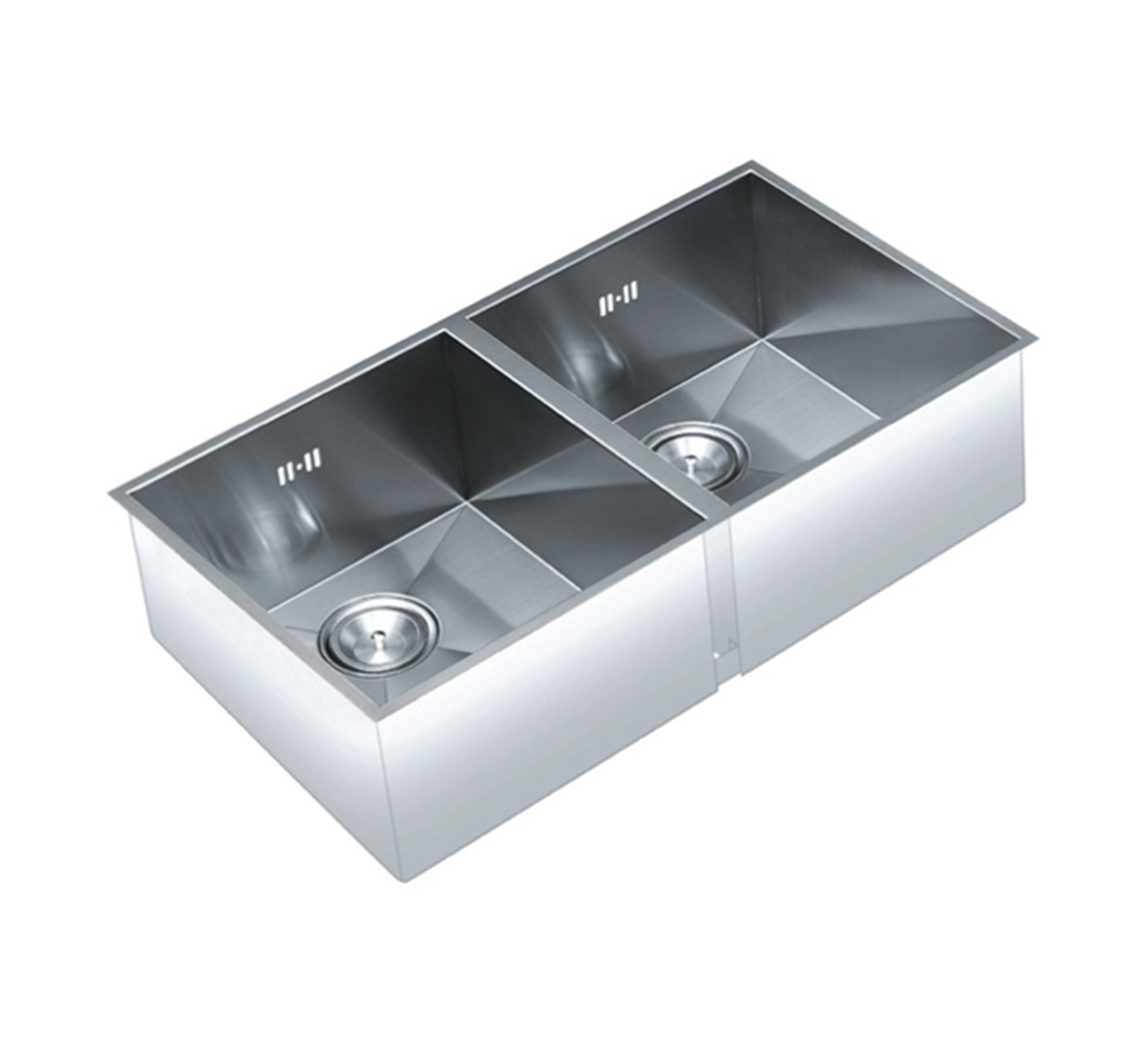 32" x 19" Square Stainless Steel Double Bowl Sink