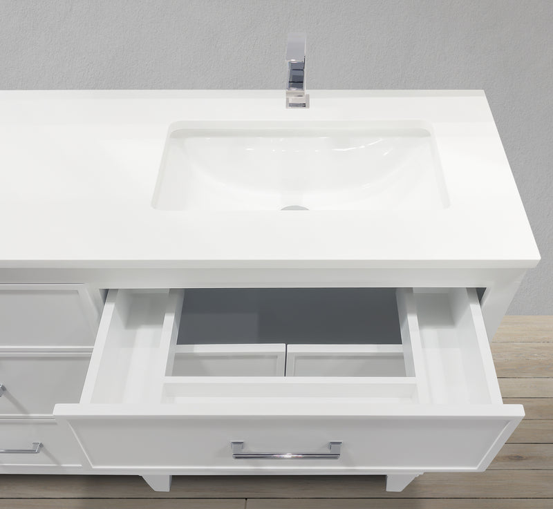 MC 4010-72 - 72" Transitional Shaker Style Bathroom Vanity with Quartz Countertop