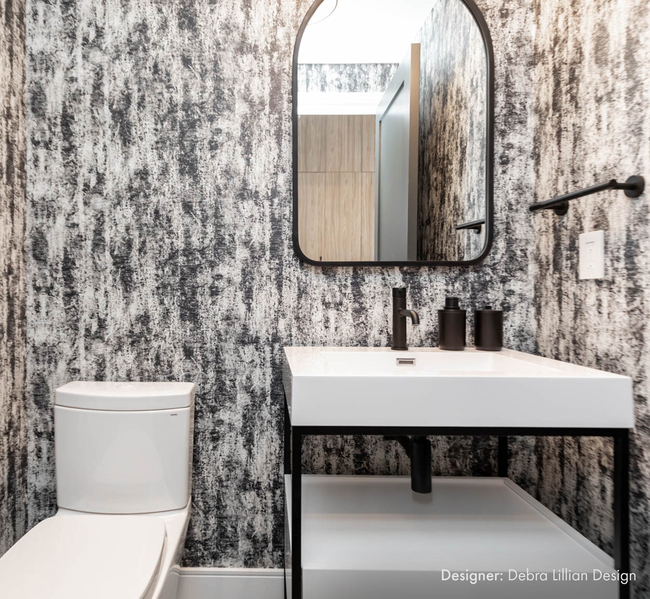 27" Modern Bathroom Vanity with Industrial Style Black Metal Frames and Polyresin Top