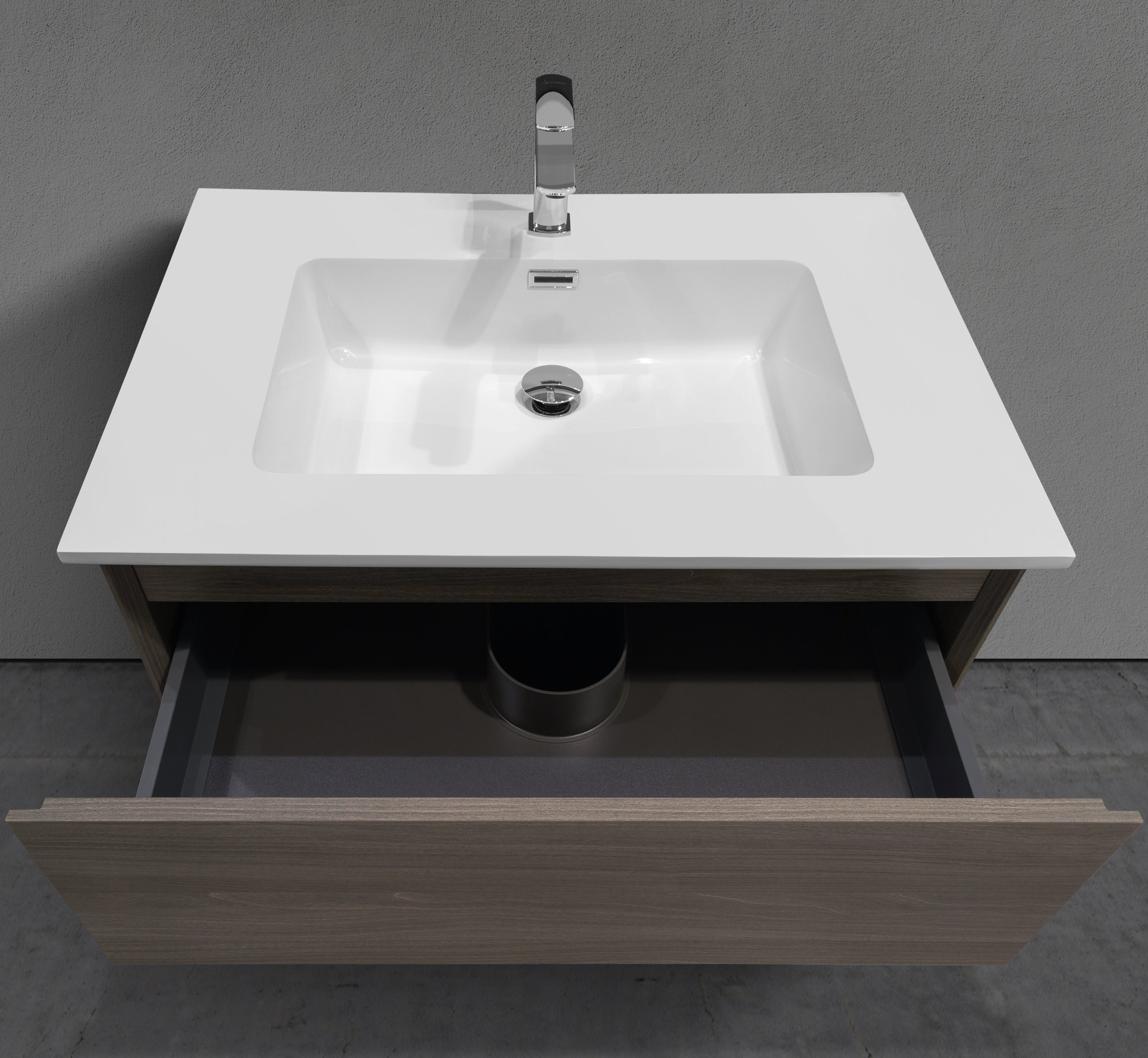 MC 750D top basin view with U shape drawer cutout