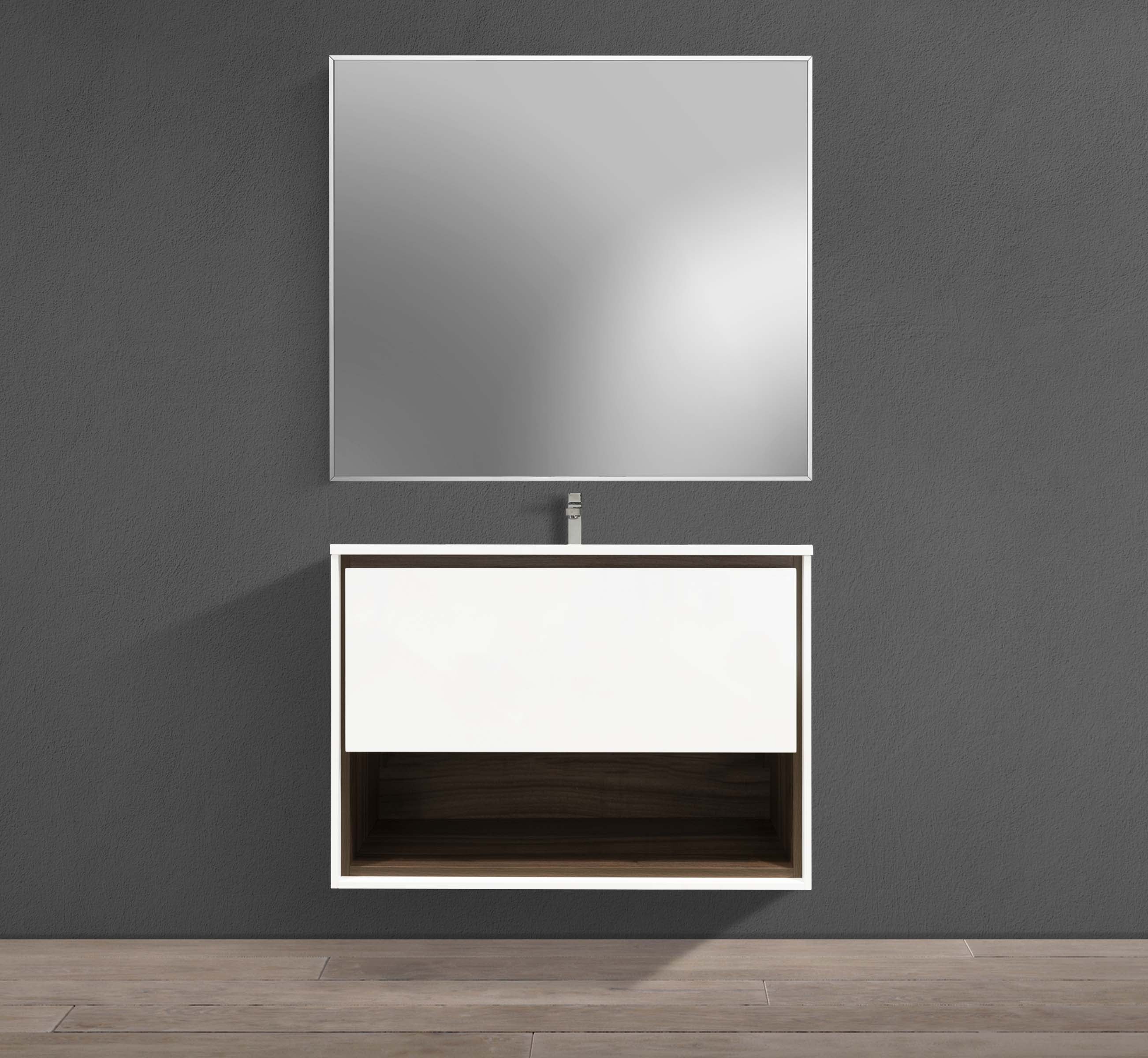 MC 900H vanity front view with walnut finish #color_white_lacquer_and_walnut